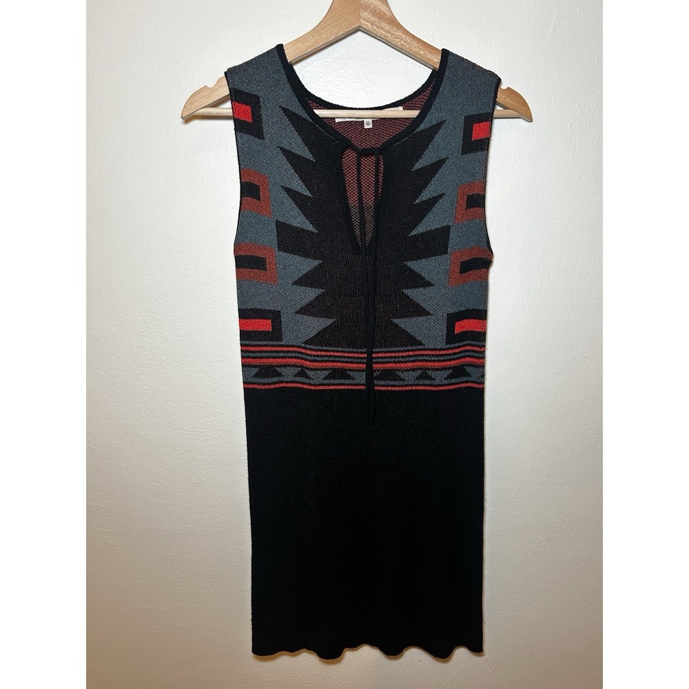 RACHEL ROY Women's Size‎ S Geometric/Aztec Pattern Sleeveless Black Knit Dress